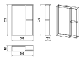 Зеркальный шкаф Misty Кедр 50см правый чёрный/орех
